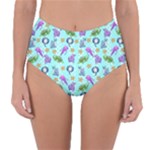 Sea Ocean Sealife Turtle Jellyfish Reversible High-Waist Bikini Bottoms