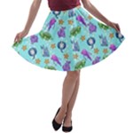 Sea Ocean Sealife Turtle Jellyfish A-line Skater Skirt