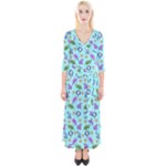 Sea Ocean Sealife Turtle Jellyfish Quarter Sleeve Wrap Maxi Dress