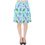 Sea Ocean Sealife Turtle Jellyfish Velvet High Waist Skirt