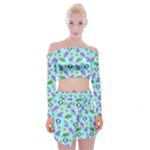 Sea Ocean Sealife Turtle Jellyfish Off Shoulder Top with Mini Skirt Set