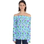 Sea Ocean Sealife Turtle Jellyfish Off Shoulder Long Sleeve Top