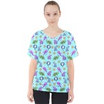 Sea Ocean Sealife Turtle Jellyfish V-Neck Dolman Drape Top