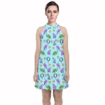 Sea Ocean Sealife Turtle Jellyfish Velvet Halter Neckline Dress 