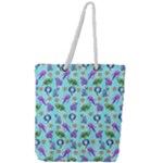 Sea Ocean Sealife Turtle Jellyfish Full Print Rope Handle Tote (Large)