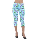 Sea Ocean Sealife Turtle Jellyfish Lightweight Velour Capri Leggings 