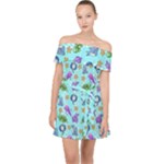 Sea Ocean Sealife Turtle Jellyfish Off Shoulder Chiffon Dress