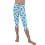 Sea Ocean Sealife Turtle Jellyfish Kids  Lightweight Velour Capri Leggings 