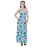 Sea Ocean Sealife Turtle Jellyfish Sleeveless Velour Maxi Dress