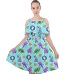 Sea Ocean Sealife Turtle Jellyfish Cut Out Shoulders Chiffon Dress