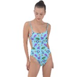 Sea Ocean Sealife Turtle Jellyfish Tie Strap One Piece Swimsuit