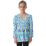 Sea Ocean Sealife Turtle Jellyfish Kids  V Neck Casual Top