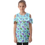 Sea Ocean Sealife Turtle Jellyfish Fold Over Open Sleeve Top