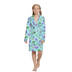 Sea Ocean Sealife Turtle Jellyfish Kids  Long Sleeve Velvet Lounge Robe from ArtsNow.com