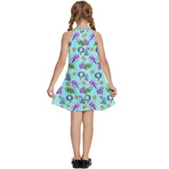 Kids  Halter Collar Waist Tie Chiffon Dress 