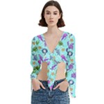 Sea Ocean Sealife Turtle Jellyfish Trumpet Sleeve Cropped Top