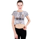 Cracked Marble Symphony Pattern Design Crew Neck Crop Top