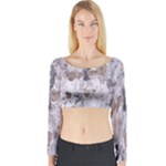 Cracked Marble Symphony Pattern Design Long Sleeve Crop Top