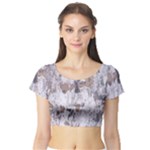 Cracked Marble Symphony Pattern Design Short Sleeve Crop Top