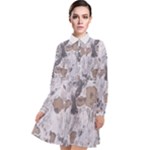 Cracked Marble Symphony Pattern Design Long Sleeve Chiffon Shirt Dress