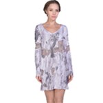 Cracked Marble Symphony Pattern Design Long Sleeve Nightdress