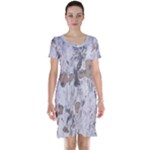 Cracked Marble Symphony Pattern Design Short Sleeve Nightdress