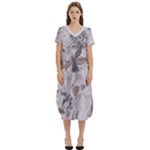 Cracked Marble Symphony Pattern Design T-Shirt Midi Dress With Pockets