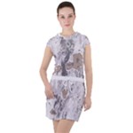 Cracked Marble Symphony Pattern Design Drawstring Hooded Dress