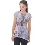 Cracked Marble Symphony Pattern Design Cap Sleeve High Low Top