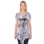 Cracked Marble Symphony Pattern Design Short Sleeve Tunic 