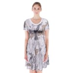 Cracked Marble Symphony Pattern Design Short Sleeve V-neck Flare Dress