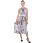 Cracked Marble Symphony Pattern Design Midi Tie-Back Chiffon Dress