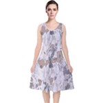 Cracked Marble Symphony Pattern Design V-Neck Midi Sleeveless Dress 