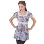 Cracked Marble Symphony Pattern Design Puff Sleeve Tunic Top