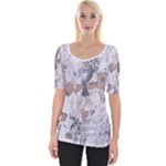 Cracked Marble Symphony Pattern Design Wide Neckline T-Shirt