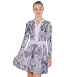 Cracked Marble Symphony Pattern Design Long Sleeve Panel Dress