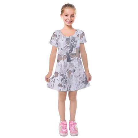 Cracked Marble Symphony Pattern Design Kids  Short Sleeve Velvet Dress from ArtsNow.com