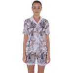 Cracked Marble Symphony Pattern Design Satin Short Sleeve Pajamas Set