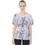 Cracked Marble Symphony Pattern Design V-Neck Dolman Drape Top