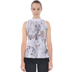 Cracked Marble Symphony Pattern Design Mock Neck Shell Top