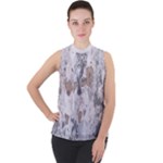 Cracked Marble Symphony Pattern Design Mock Neck Chiffon Sleeveless Top