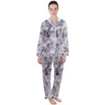 Cracked Marble Symphony Pattern Design Women s Long Sleeve Satin Pajamas Set	