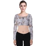 Cracked Marble Symphony Pattern Design Velvet Long Sleeve Crop Top