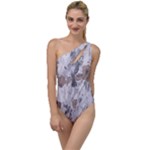 Cracked Marble Symphony Pattern Design To One Side Swimsuit