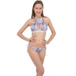 Cracked Marble Symphony Pattern Design Cross Front Halter Bikini Set