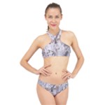 Cracked Marble Symphony Pattern Design High Neck Bikini Set