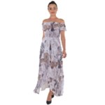 Cracked Marble Symphony Pattern Design Off Shoulder Open Front Chiffon Dress