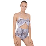 Cracked Marble Symphony Pattern Design Scallop Top Cut Out Swimsuit