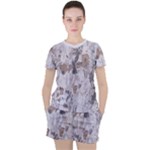 Cracked Marble Symphony Pattern Design Women s T-Shirt and Shorts Set