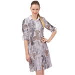 Cracked Marble Symphony Pattern Design Long Sleeve Mini Shirt Dress